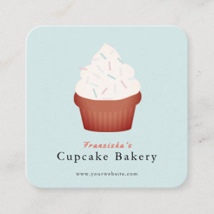 Carte De Visite Carré Saupoudrer Cupcake Blue Bakery Carré Carte de visi
