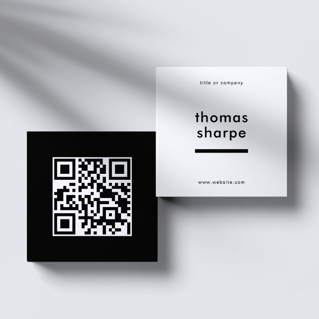 Carte De Visite Carré Sauvegarde de code QR moderne et minimale (Créateur téléchargé)