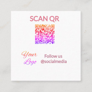 Carte De Visite Carré Scanner pour afficher le menu restaurant hôtel QR