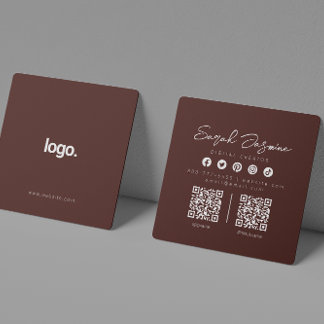 Carte De Visite Carré Scanneur minimaliste Maroon Moderne Influencer