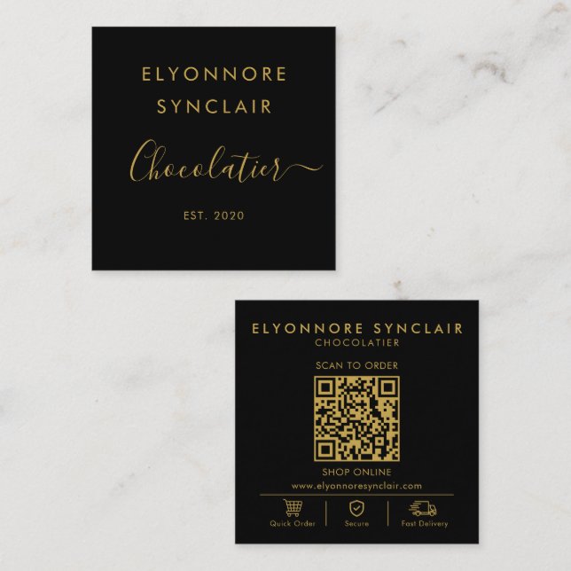 Carte De Visite Carré Scannez pour commander Code Qr (Devant / Derrière)