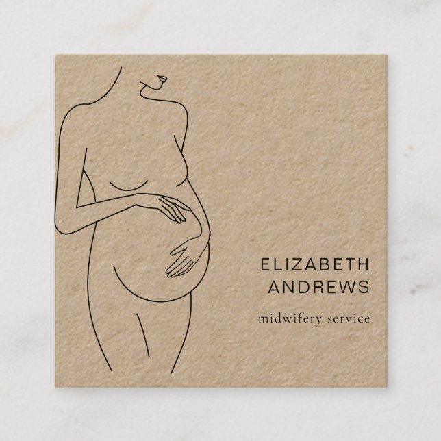 Carte De Visite Carré Schwangere, schlicht-moderne Visitenkarte (Devant)