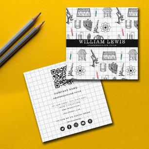 Carte De Visite Carré Science Chimie Scientifique QR Code Social Media