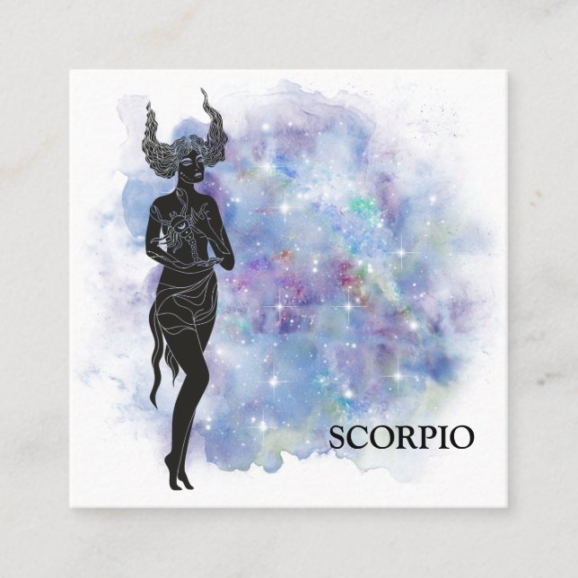 Carte De Visite Carré *~* SCORPIO Zodiac Astrologie Lectures rose + bleu (Devant)