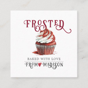 Carte De Visite Carré Script de calligraphie du logo de Baker Cupcake