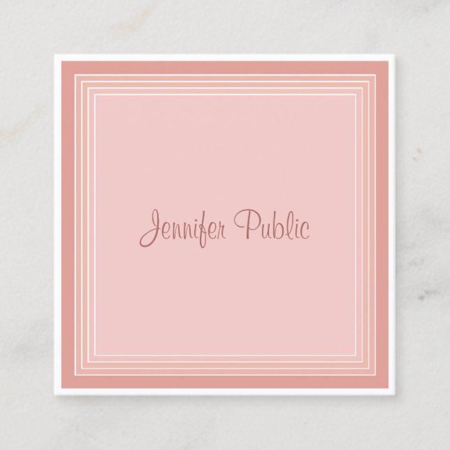 Carte De Visite Carré Script de calligraphie professionnelle moderne ros (Devant)