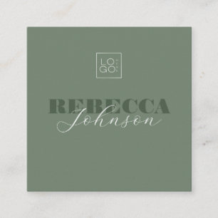 Carte De Visite Carré Script de typographie en gras Logo personnalisé mi