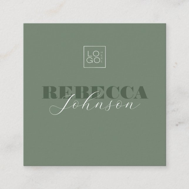 Carte De Visite Carré Script de typographie en gras Logo personnalisé mi (Devant)