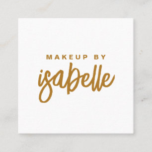 Carte De Visite Carré Script d'or minimaliste moderne de maquillage