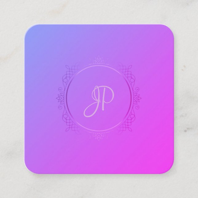 Carte De Visite Carré Script manuscrit Conception moderne Modèle Elite (Devant)