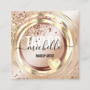 Carte De Visite Carré script moderne girly parties scintillant tendance 