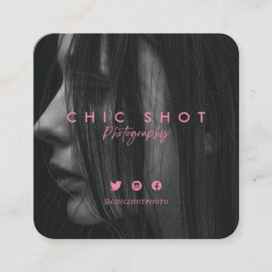 Carte De Visite Carré Script rose - Photographie moderne