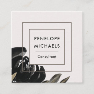 Carte De Visite Carré Sembler vintage floral sur l'arrière - plan gris