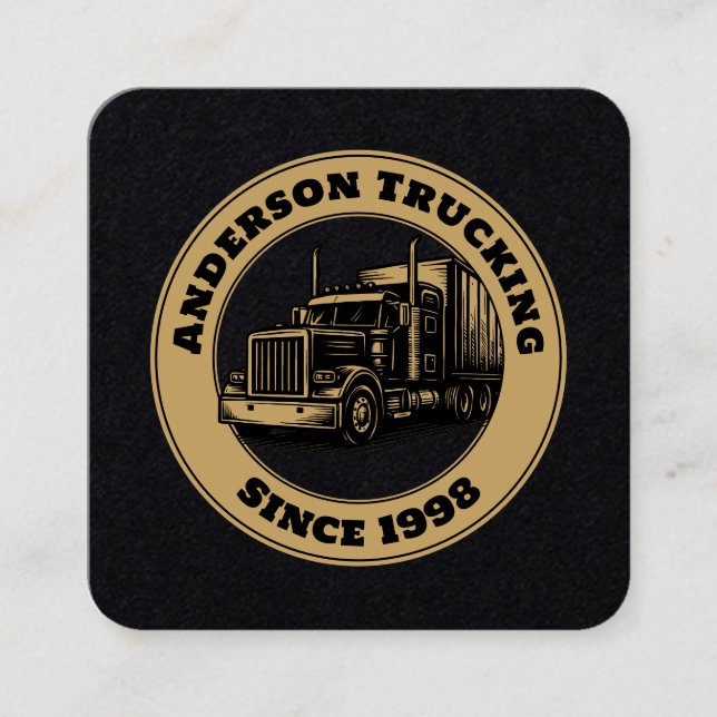 Carte De Visite Carré Semi Truck Trucking Template (Devant)