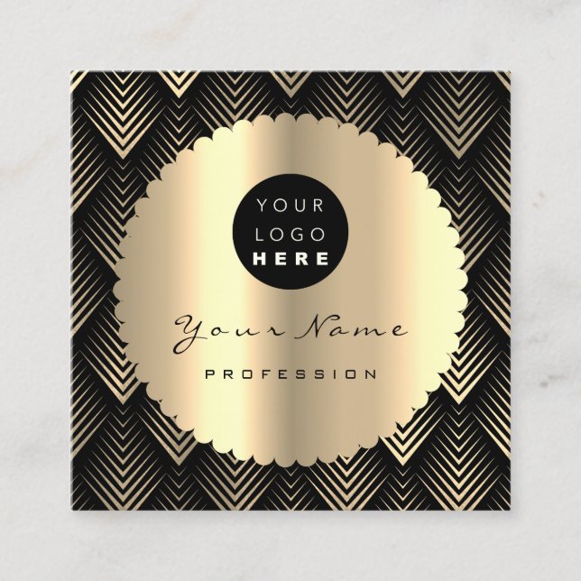 Carte De Visite Carré Sepia Gold Black Parties scintillant maquillage Ar (Devant)