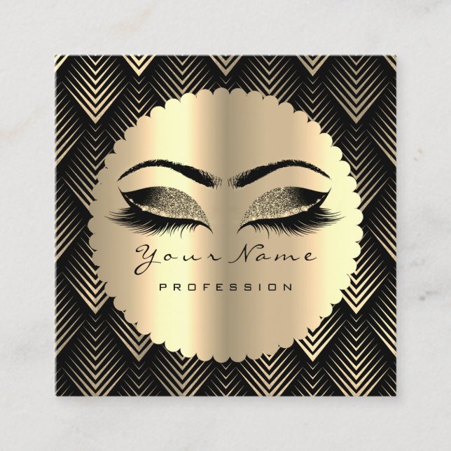 Carte De Visite Carré Sepia Gold Black Parties scintillant maquillage Ar (Devant)
