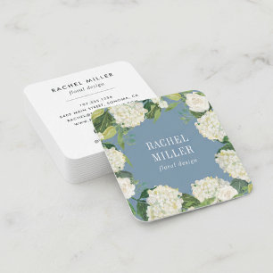 Carte De Visite Carré Serre bleu et blanc Dusty Hydrangea