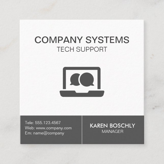 Carte De Visite Carré Service client de l'entreprise avec signature (Devant)