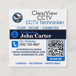 Carte De Visite Carré Service de CCTV personnalisé et système de caméra