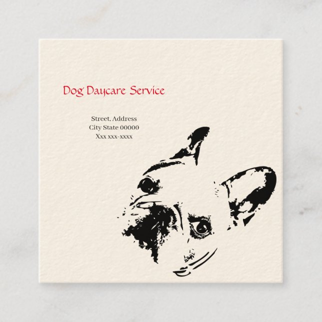 Carte De Visite Carré Service de garde de chien (Devant)