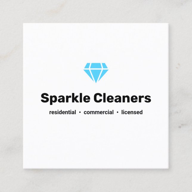 Carte De Visite Carré Service de ménage du logo Diamond (Devant)