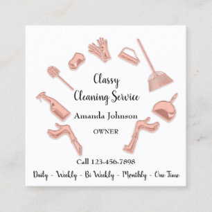 Carte De Visite Carré Service de nettoyage classique Logo Gold Maid Hous