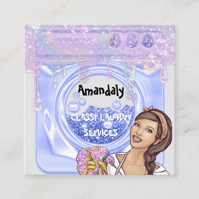 Carte De Visite Carré Service de nettoyage de lave-linge QR Code gris bl (Devant)