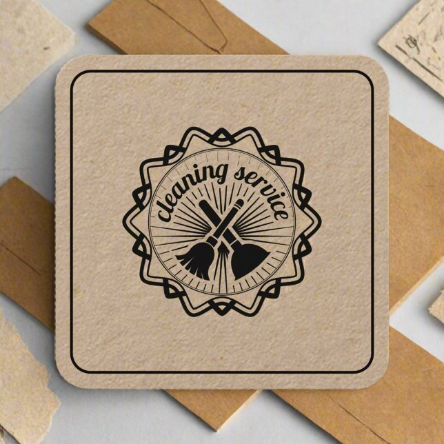 Carte De Visite Carré Service de nettoyage des maisons d'artisanat Entre (Créateur téléchargé)