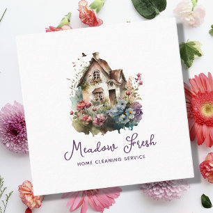 Carte De Visite Carré Service De Nettoyage Maison Cute Floral