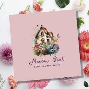 Carte De Visite Carré Service De Nettoyage Maison Cute Floral