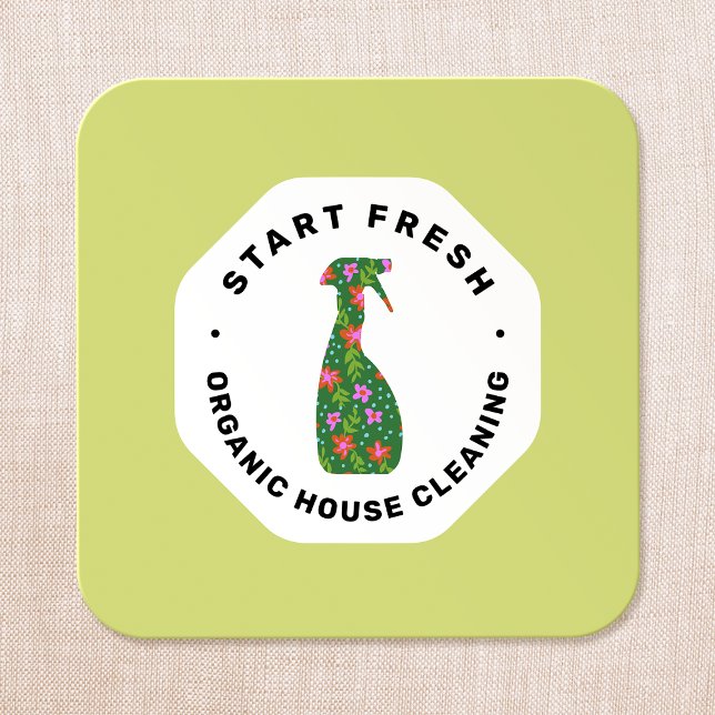 Carte De Visite Carré Service de nettoyage vert Bouteille de vaporisateu (Créateur téléchargé)