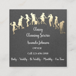 Carte De Visite Carré Services de nettoyage classique Logo Gold Maid Kra