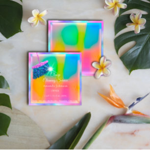 Carte De Visite Carré Services de nettoyage classique Ombre Pink Gold Pa