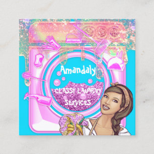 Carte De Visite Carré Services de nettoyage de lave-linge Logo QRCode