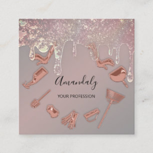 Carte De Visite Carré Services de nettoyage de maison domestique Logo Ro