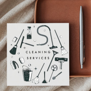 Carte De Visite Carré Services de nettoyage gris