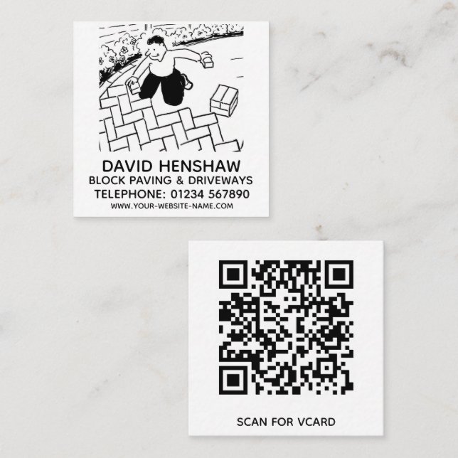 Carte De Visite Carré Services de pavage de blocs et de pose de disques (Devant / Derrière)