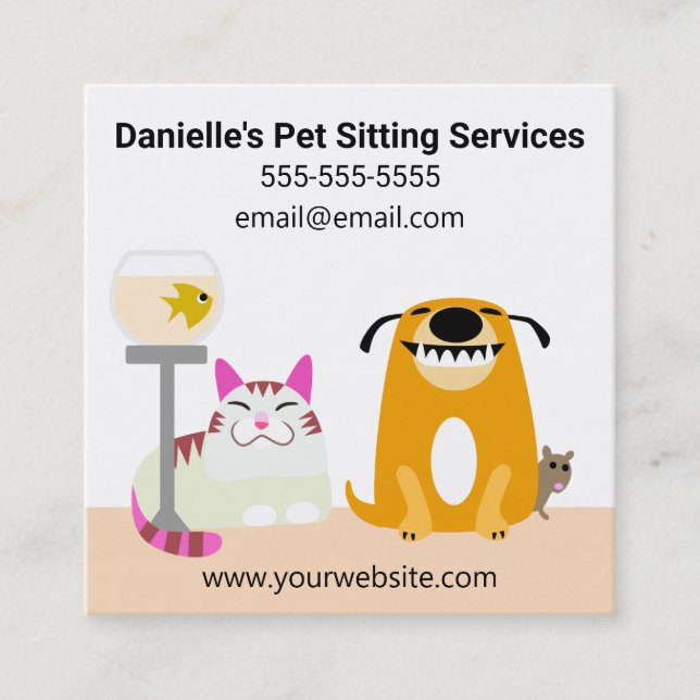 Carte De Visite Carré Services de pose d'animaux (Devant)