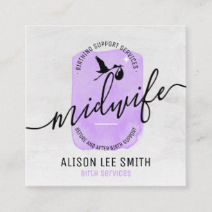 Carte De Visite Carré Services d'entraîneur de naissance pour sage-femme