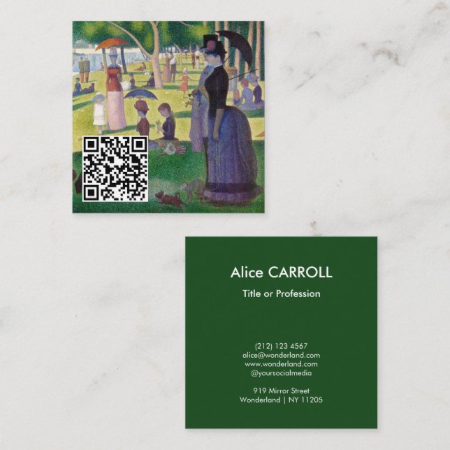 Carte De Visite Carré Seurat - Un dimanche sur La Grande Jatte - Code QR (Devant / Derrière)