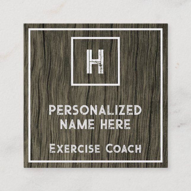Carte De Visite Carré Shabby Chic & Rustic Exercise Coach Business Card (Devant)