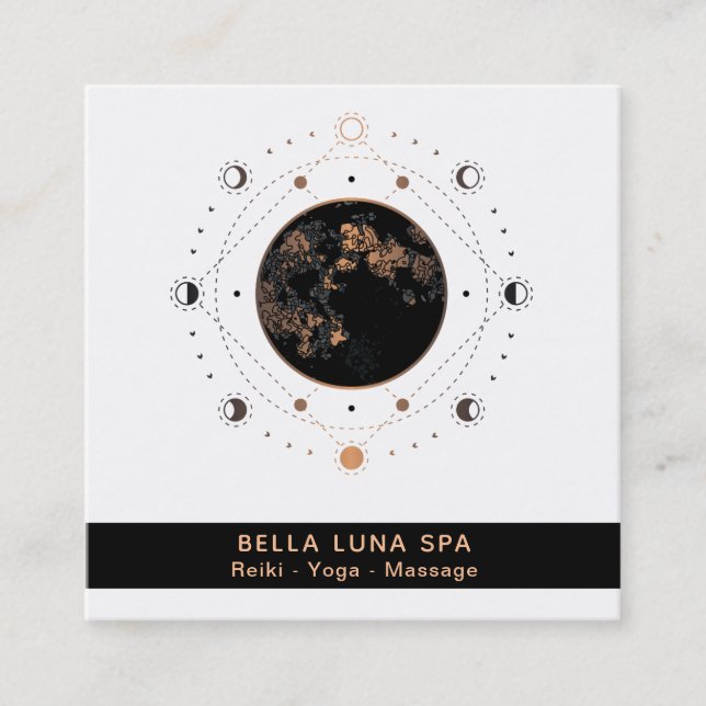 Carte De Visite Carré *~* Shaman Sacré Géométrie Lune Phases Univers (Devant)