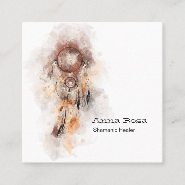 Carte De Visite Carré *~* Shaman, un chasseur de drame de chamanique sac (Devant)