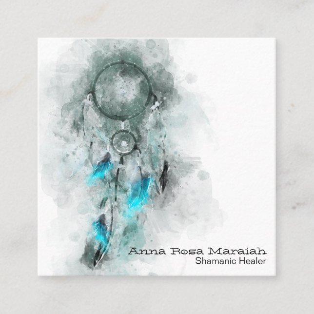 Carte De Visite Carré *~* Shamanic de la tribu des Catcheurs de rêves (Devant)