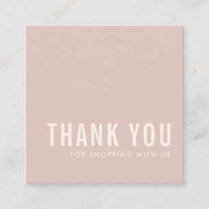 CARTE DE VISITE CARRÉ SHOPPING DE MERCI BLANC ROSE MINIMAL CHIC SIMPLE