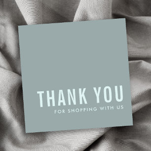 CARTE DE VISITE CARRÉ SHOPPING MINIMAL SIMPLE GRAY BLUE MERCI LOGO