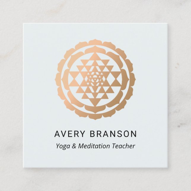 Carte De Visite Carré Shri Yantra Méditation Yoga Enseignant (Devant)