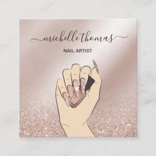 Carte De Visite Carré Signature d'artiste NAIL or rose NAIL TECHNICIAN S
