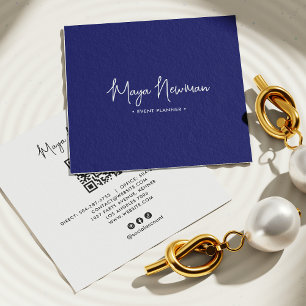 Carte De Visite Carré SIGNATURE DE LA MARINE BLEUE Code QR minimal CHIC 