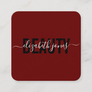 Carte De Visite Carré Signature minimaliste moderne Bourgogne et blanc